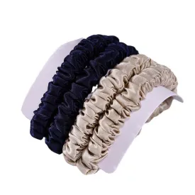 4 Pack Skinny Silk Hair Ties - Beige & Blue - dropshipping