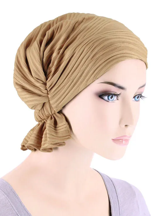 Abbey Cap Beige Wave Micro Ruffle