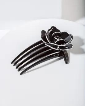 Black Flower Detail Hair Comb