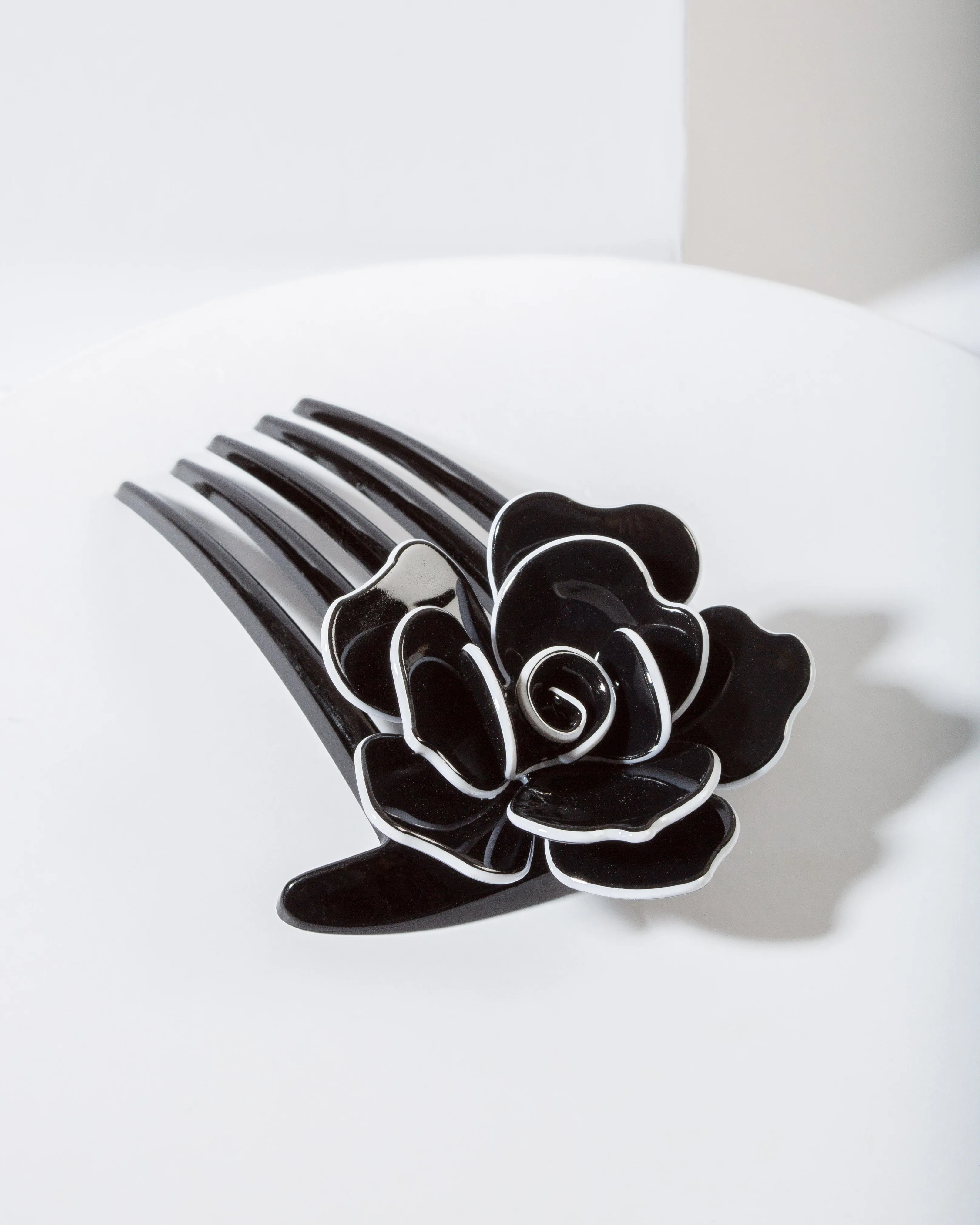 Black Flower Detail Hair Comb