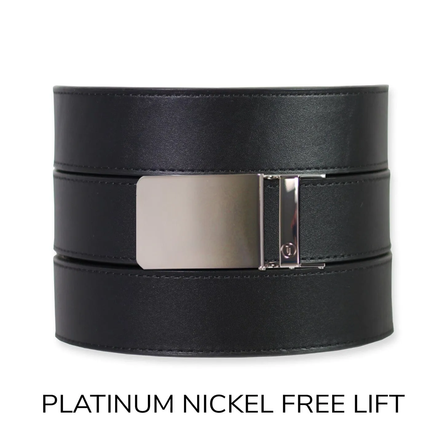 Black Top Grain Leather Ratchet Belt & Buckle Set