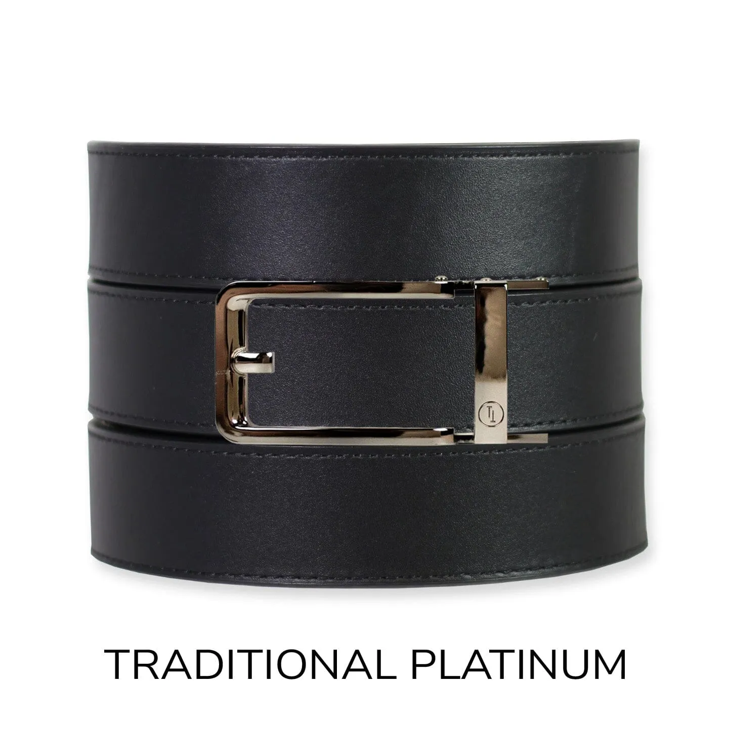 Black Top Grain Leather Ratchet Belt & Buckle Set