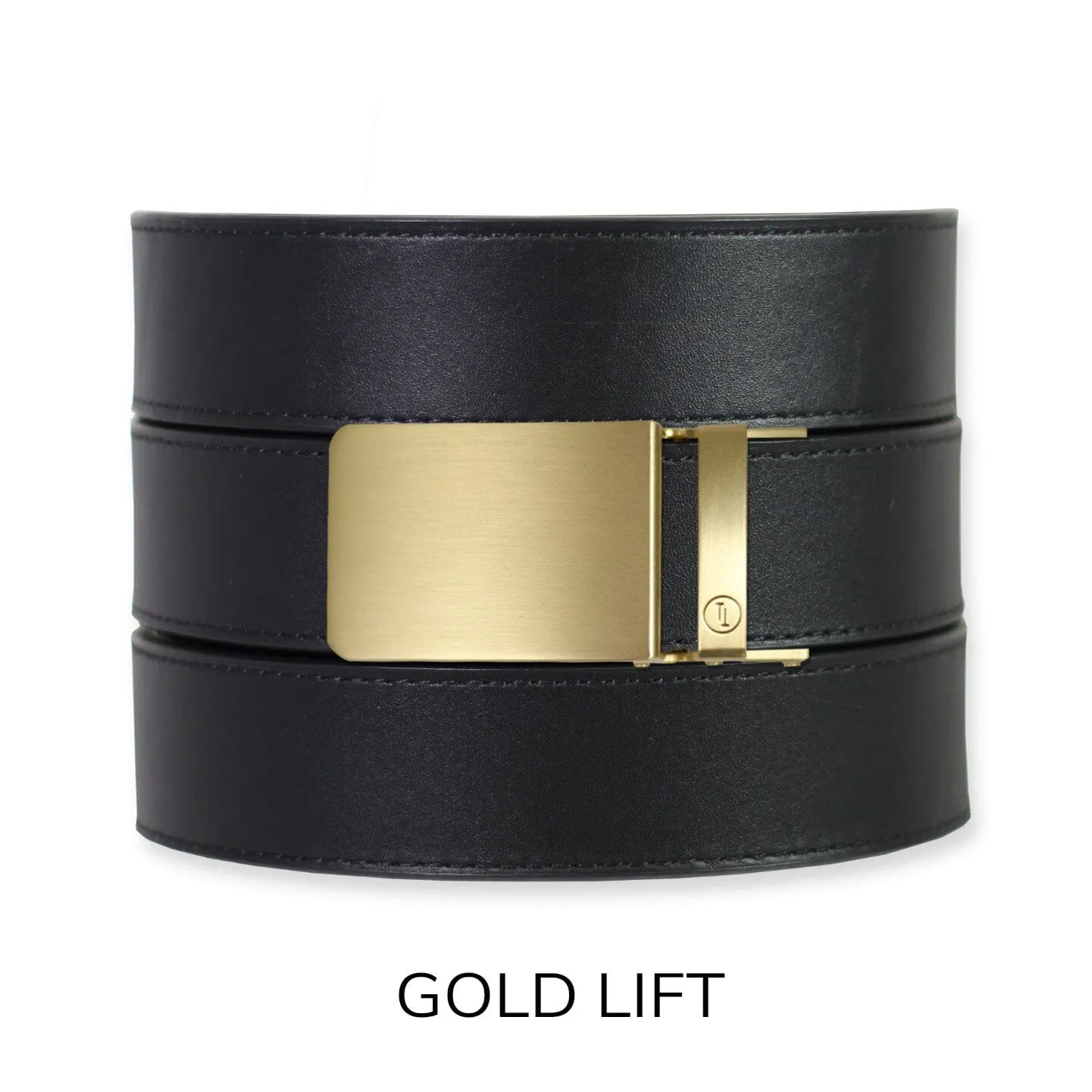 Black Top Grain Leather Ratchet Belt & Buckle Set