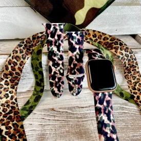 Camo Leopard Print Silicone Band For Apple Watch