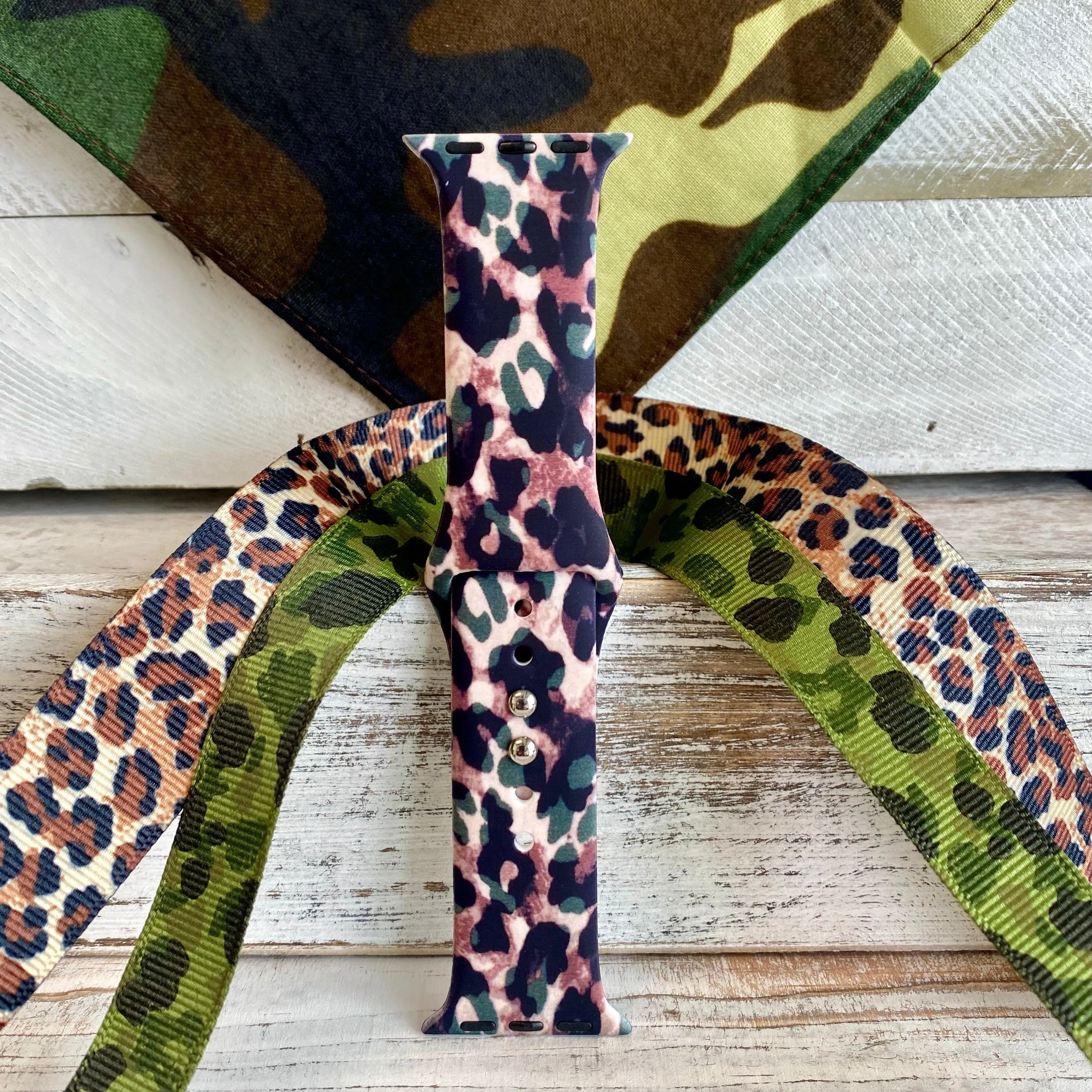 Camo Leopard Print Silicone Band For Apple Watch