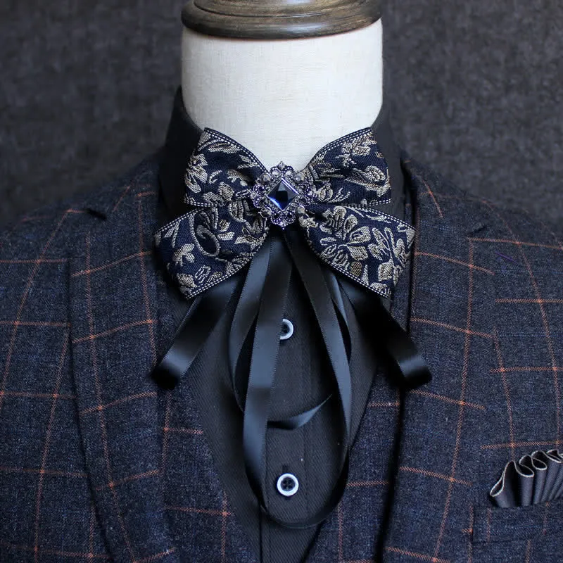 Classic British Style Ribbon Tassel Bow Tie