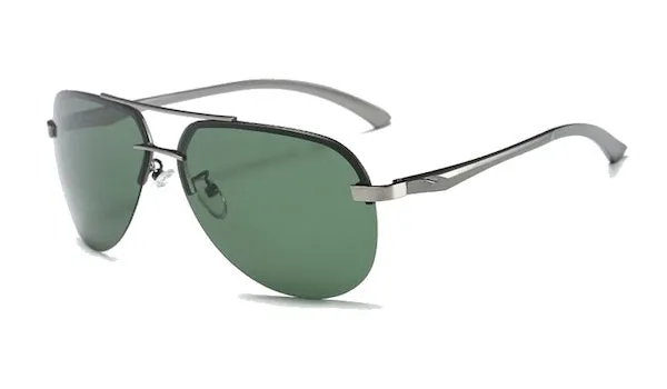 Classy Men Rimless Green Aviator Sunglasses