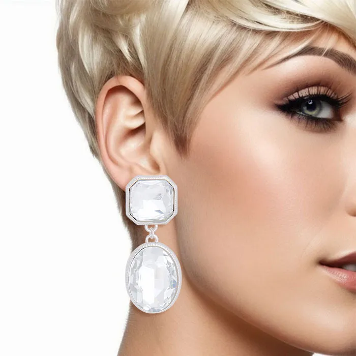 Clip On  Medium Crystal Earrings for Women