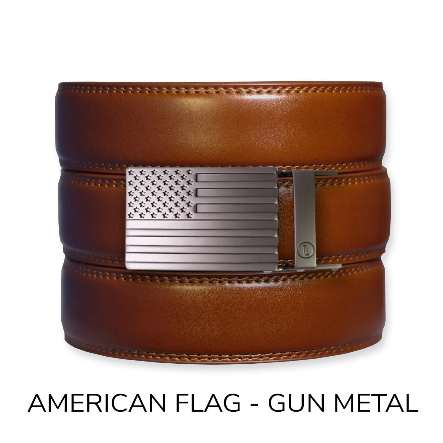 Cognac Leather Ratchet Belt & Buckle Set