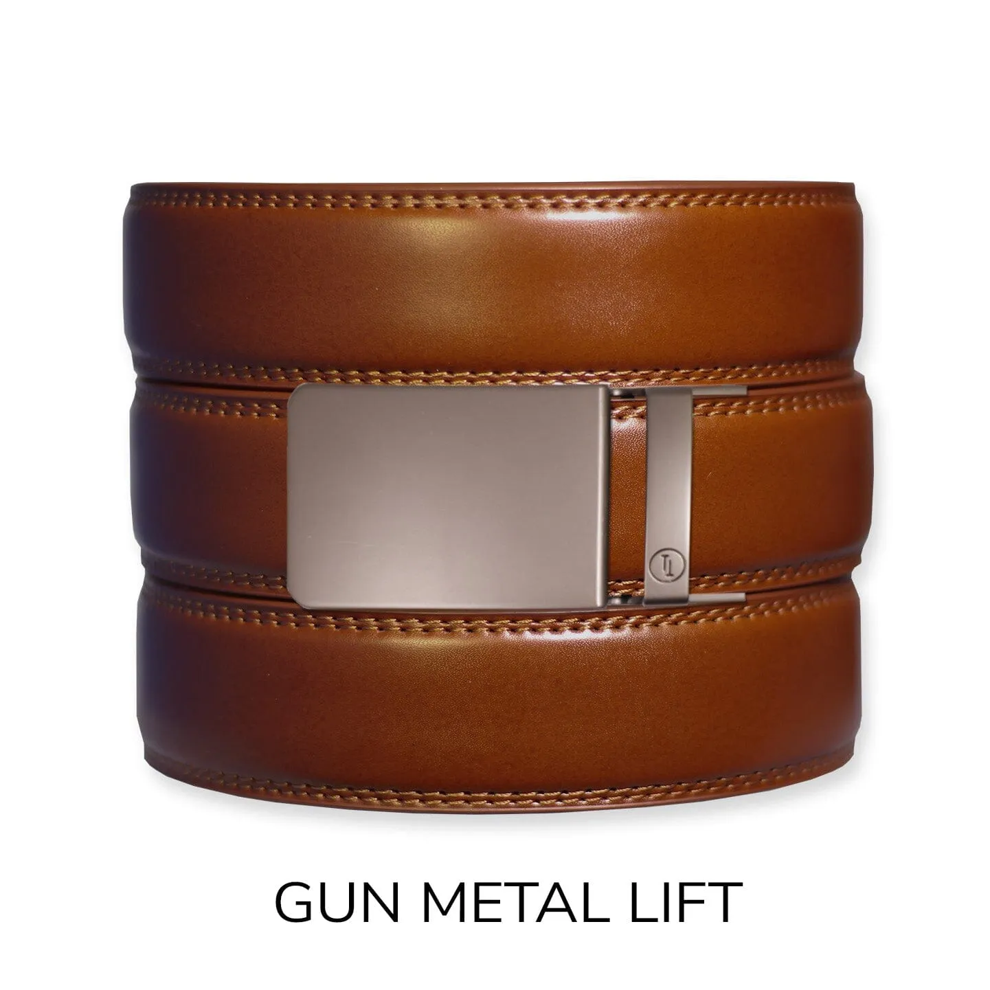 Cognac Leather Ratchet Belt & Buckle Set