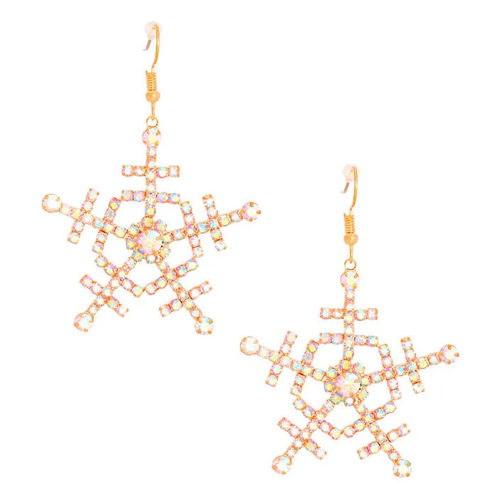 Dangle Silver Medium Snowflake Earrings for Women