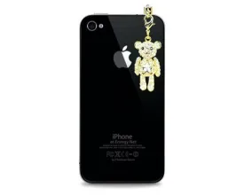 Dangling Crystal Animal Headphone Jack Plug - Teddy Bear