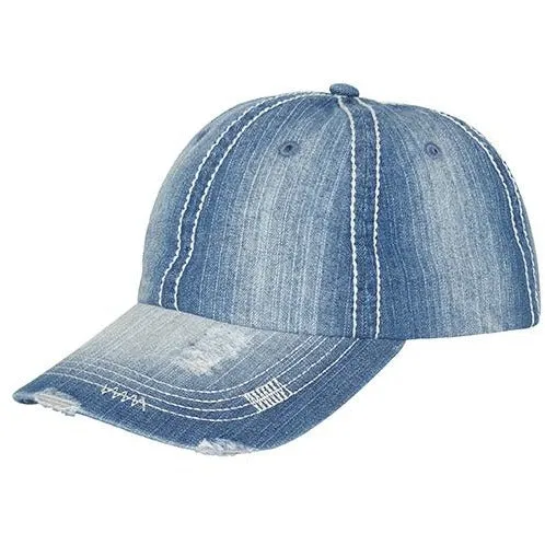 Distressed Cotton Heavy Washed Denim Cap