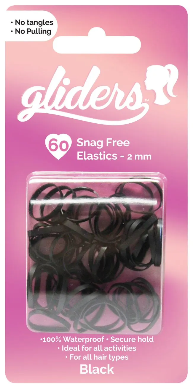 Freestyle Gliders Snag Free Hair Elastics 60pc 2mm Black