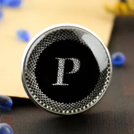 Kavove Alphabet 'P' Black Colour Lapel Pin