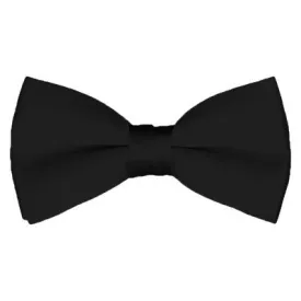 Kids Solid Pre-Tied Black Bow Tie