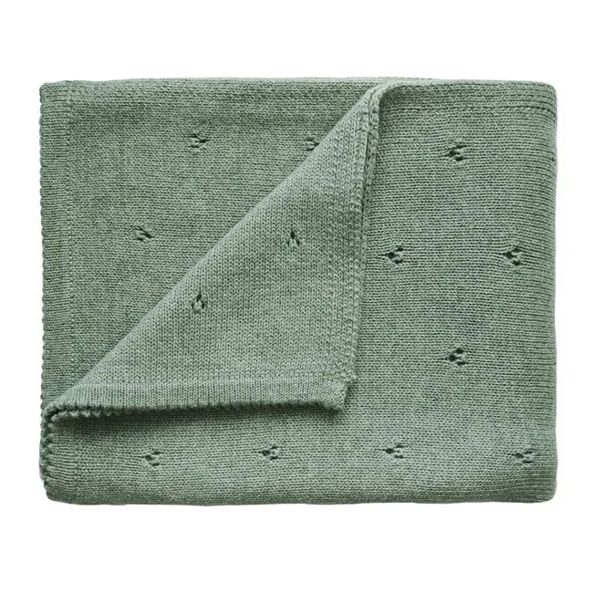 Mushie, Knitted Baby Blanket Pointelle, Sage