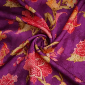 Purple Floral Print Bemberg Gajji Silk 20955