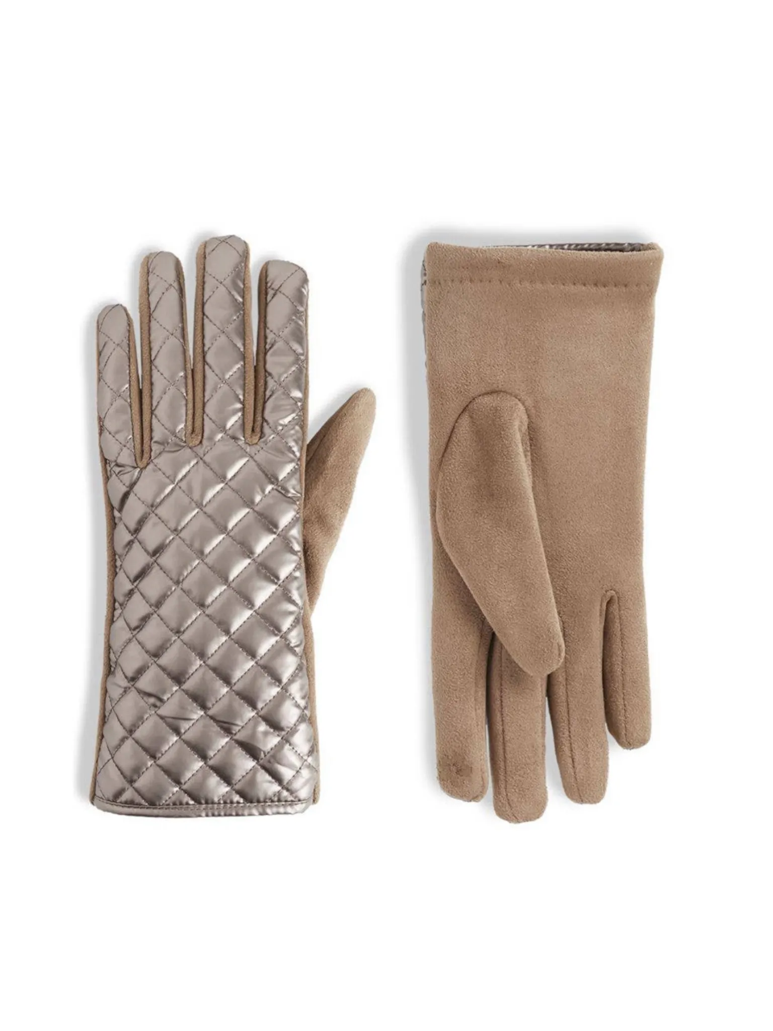 Quilted Puffer Touchscreen Gloves - Champagne