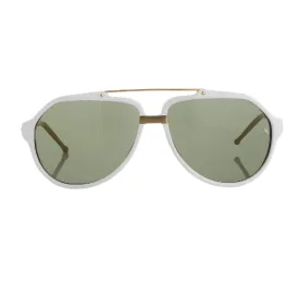 Raf Simons by Linda Farrow Aviator White Brushed Gold and Green Lenses