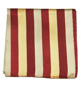 Red and Gold Striped Silk Pocket Square