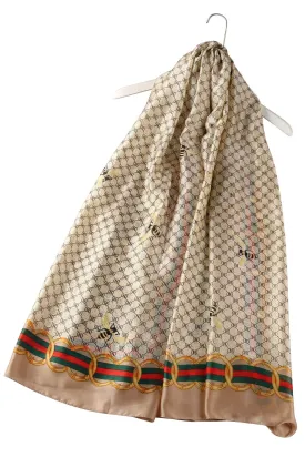 Scattered Bee Print Scarf- Beige