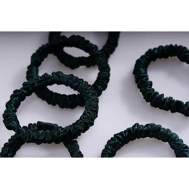 Skinny Silk Hair Ties - 6 Pack - Emerald - dropshipping