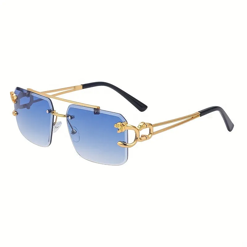 Stylish Rimless Aviator Sunglasses for Men and Women with Hollow Temple