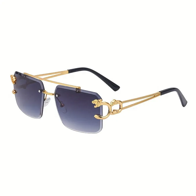 Stylish Rimless Aviator Sunglasses for Men and Women with Hollow Temple