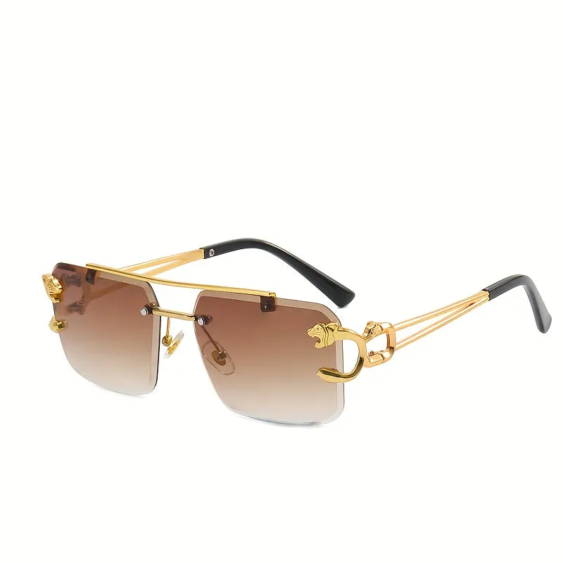 Stylish Rimless Aviator Sunglasses for Men and Women with Hollow Temple