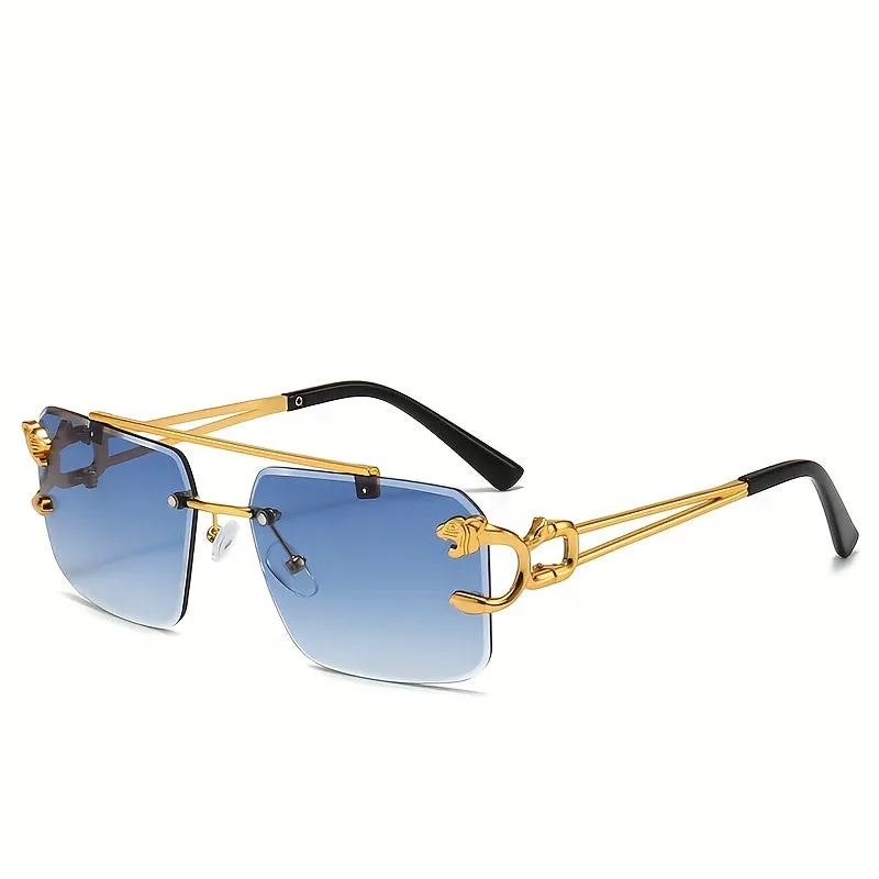 Stylish Rimless Aviator Sunglasses for Men and Women with Hollow Temple