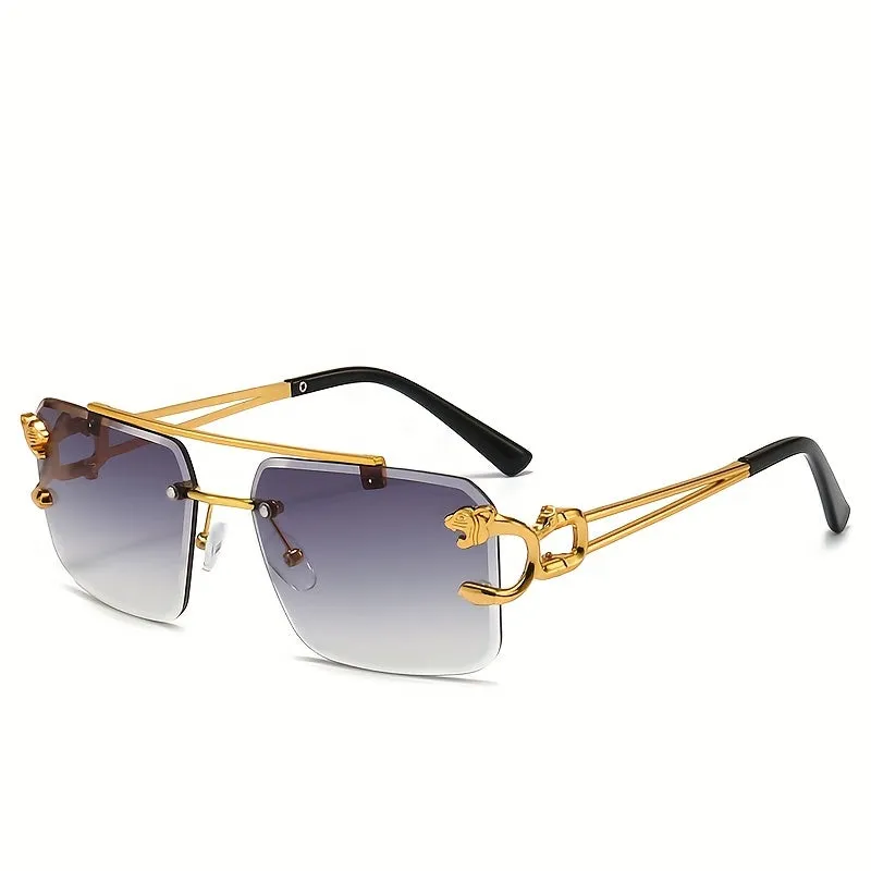 Stylish Rimless Aviator Sunglasses for Men and Women with Hollow Temple