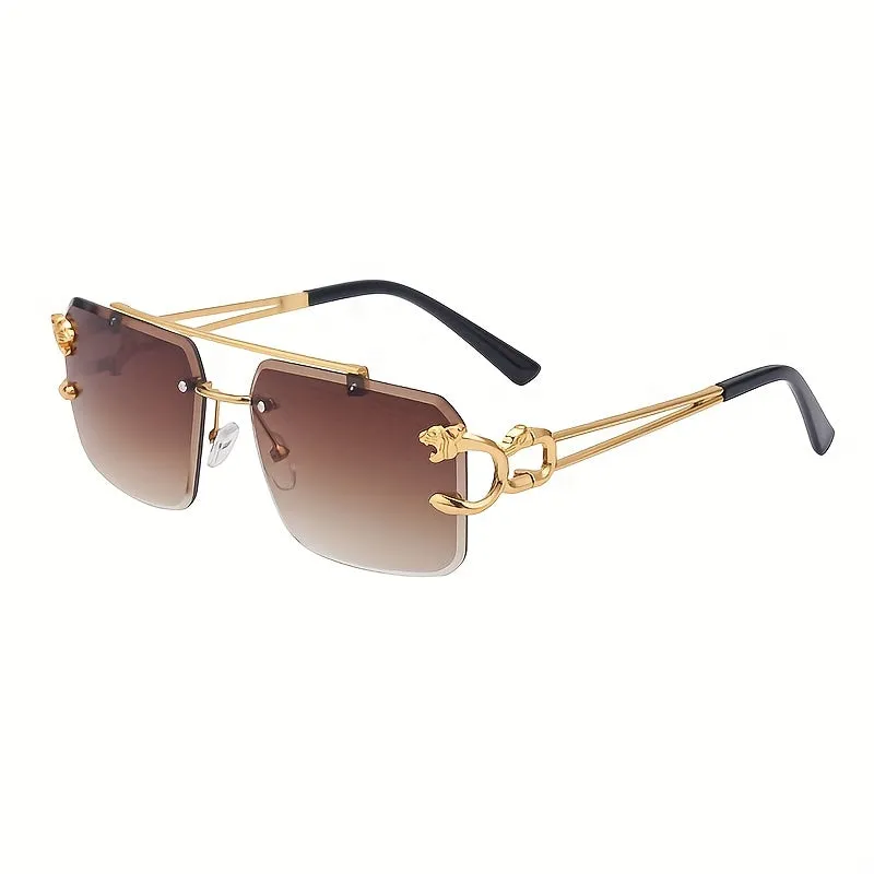 Stylish Rimless Aviator Sunglasses for Men and Women with Hollow Temple