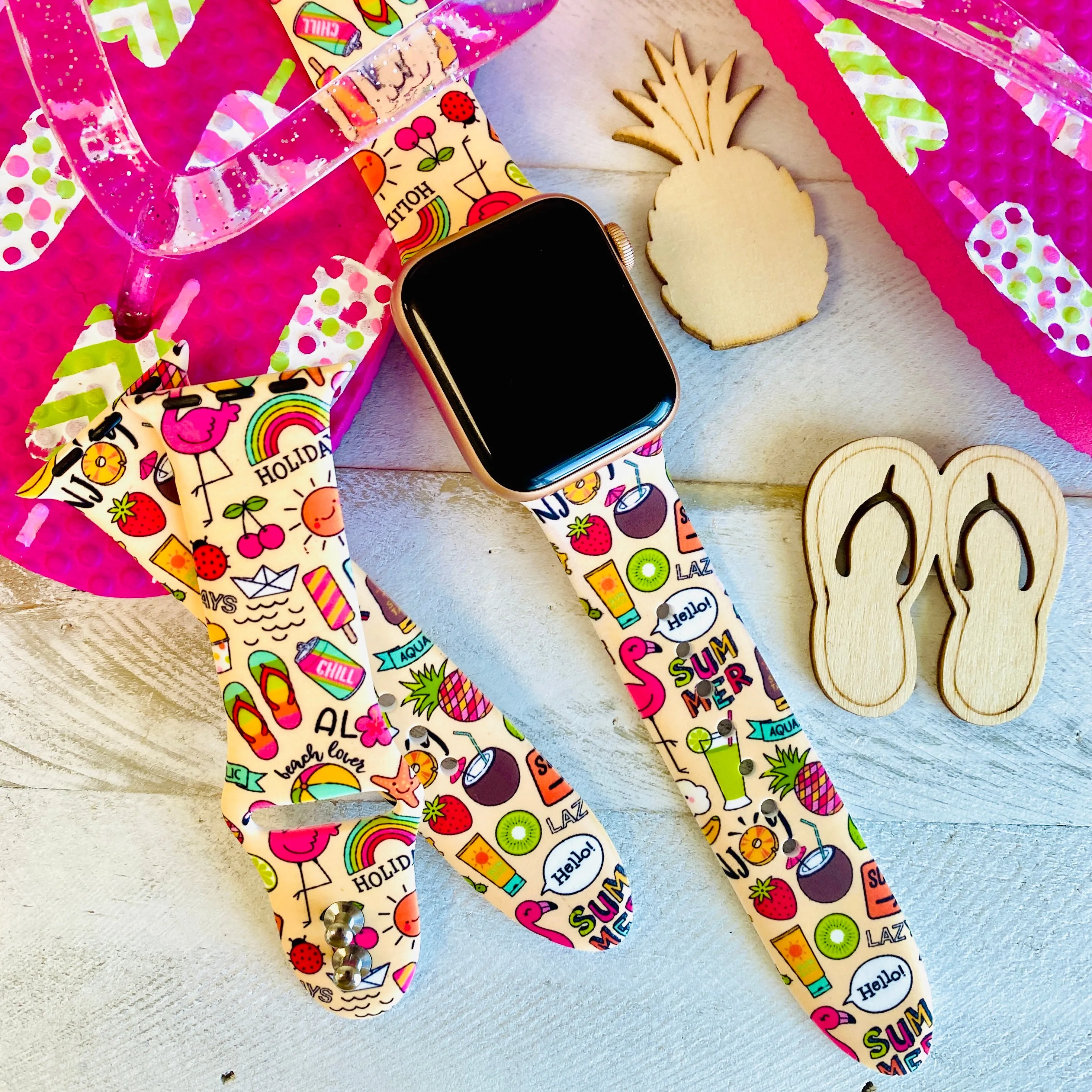 Summertime  Print Silicone Band For Apple Watch