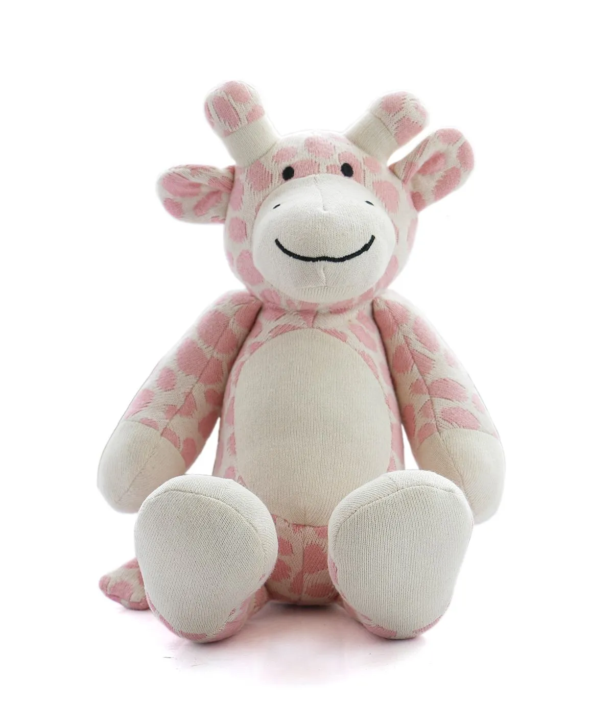 Tall Giraffe - Cotton Knitted Stuffed Soft Toy For Babies & Kids (Bubblegum Pink & Ivory)