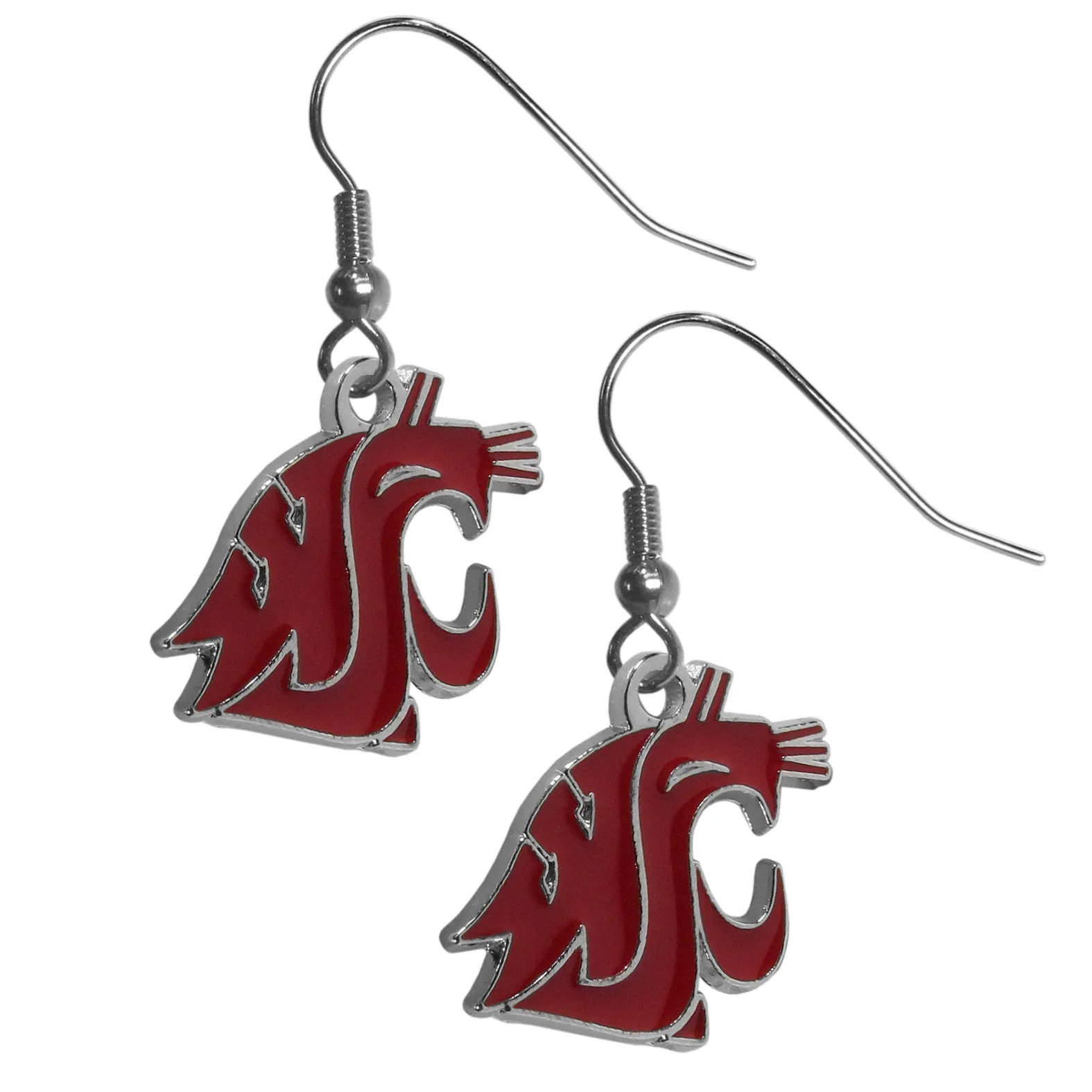 Washington St. Cougars Chrome Dangle Earrings