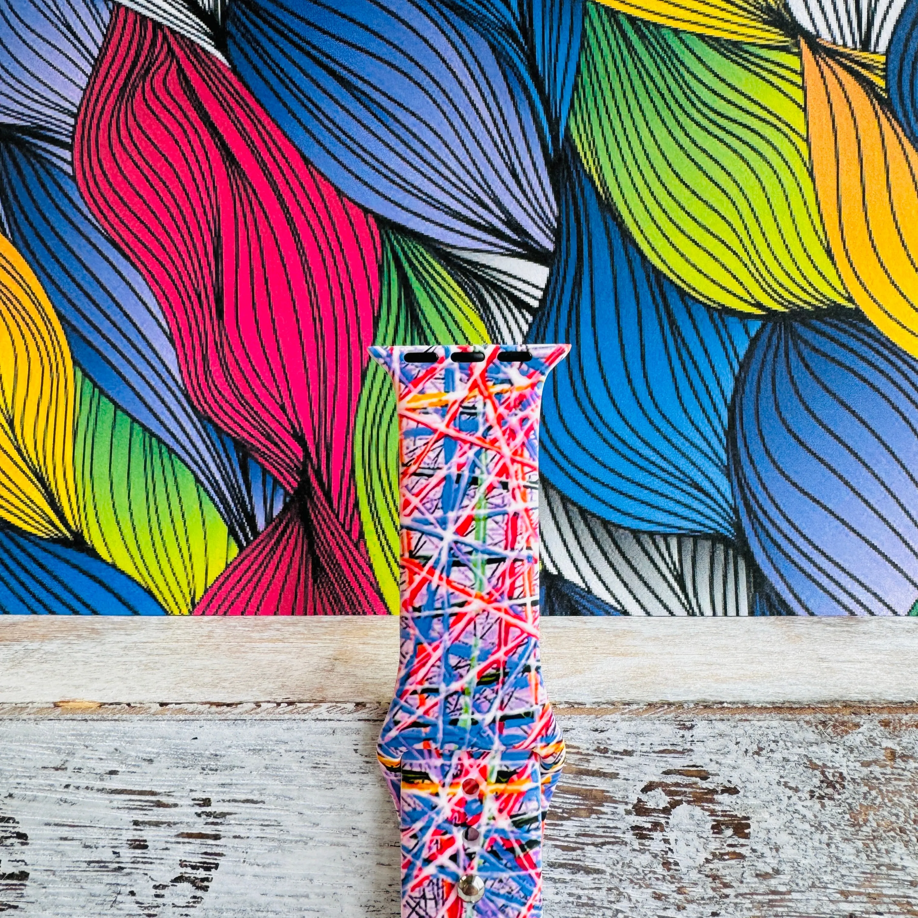 Whimsical Weave Print Silicone Band For Apple Watch