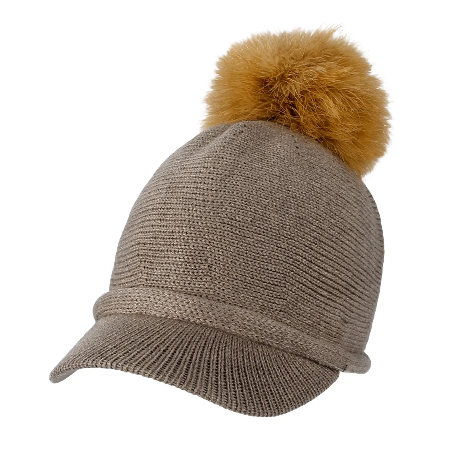 Winter Wool Visor Knit Pom Beanie Hat Warm Skull Cap SLQ1248